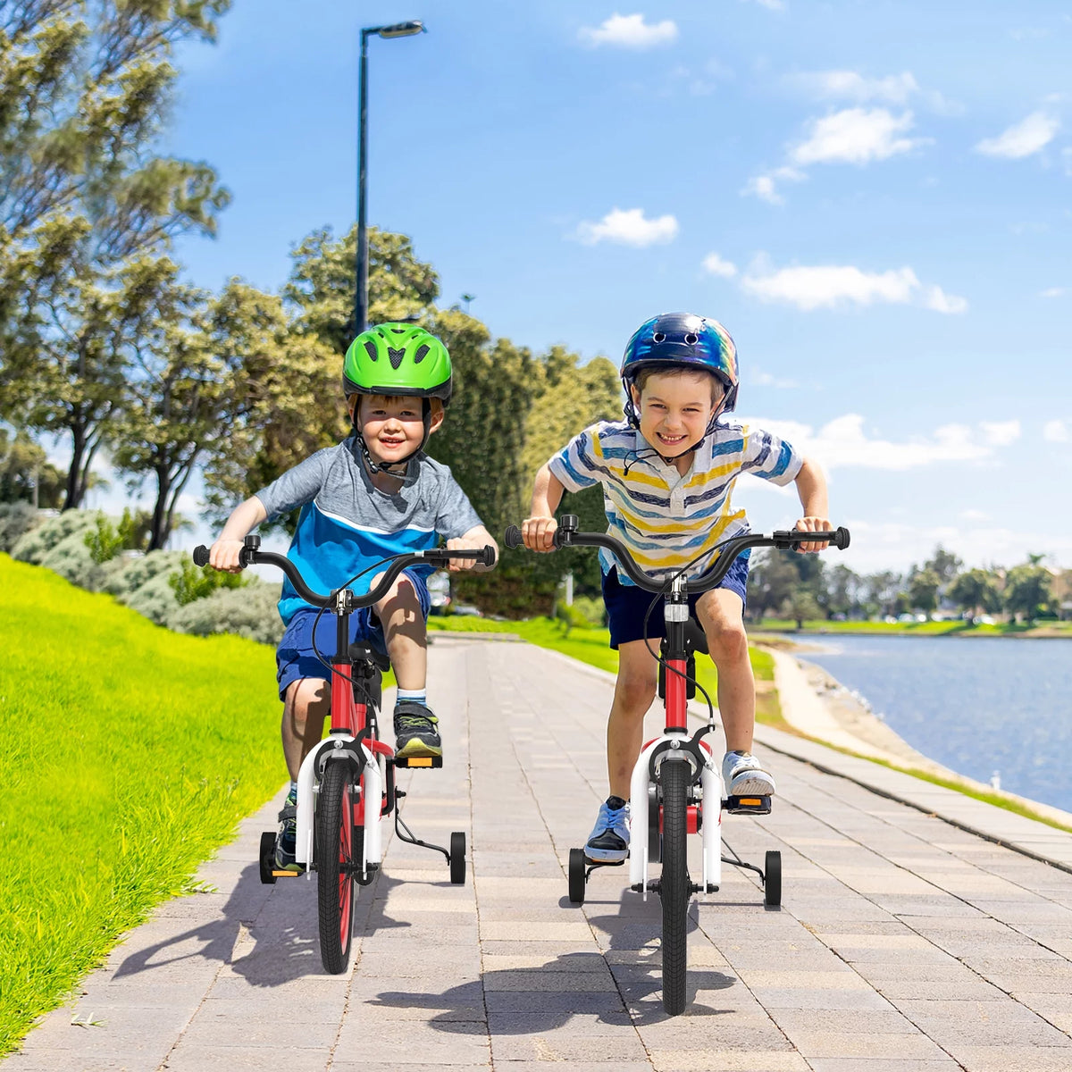 18 Kid's Bike with Training Wheels and Basket Y422686