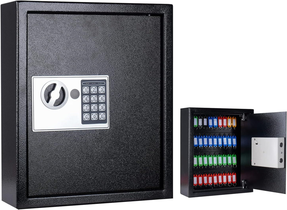 Wall Mount Metal Digital Locking Key Cabinet Organizer with 40 Key Hooks & Tags W62030