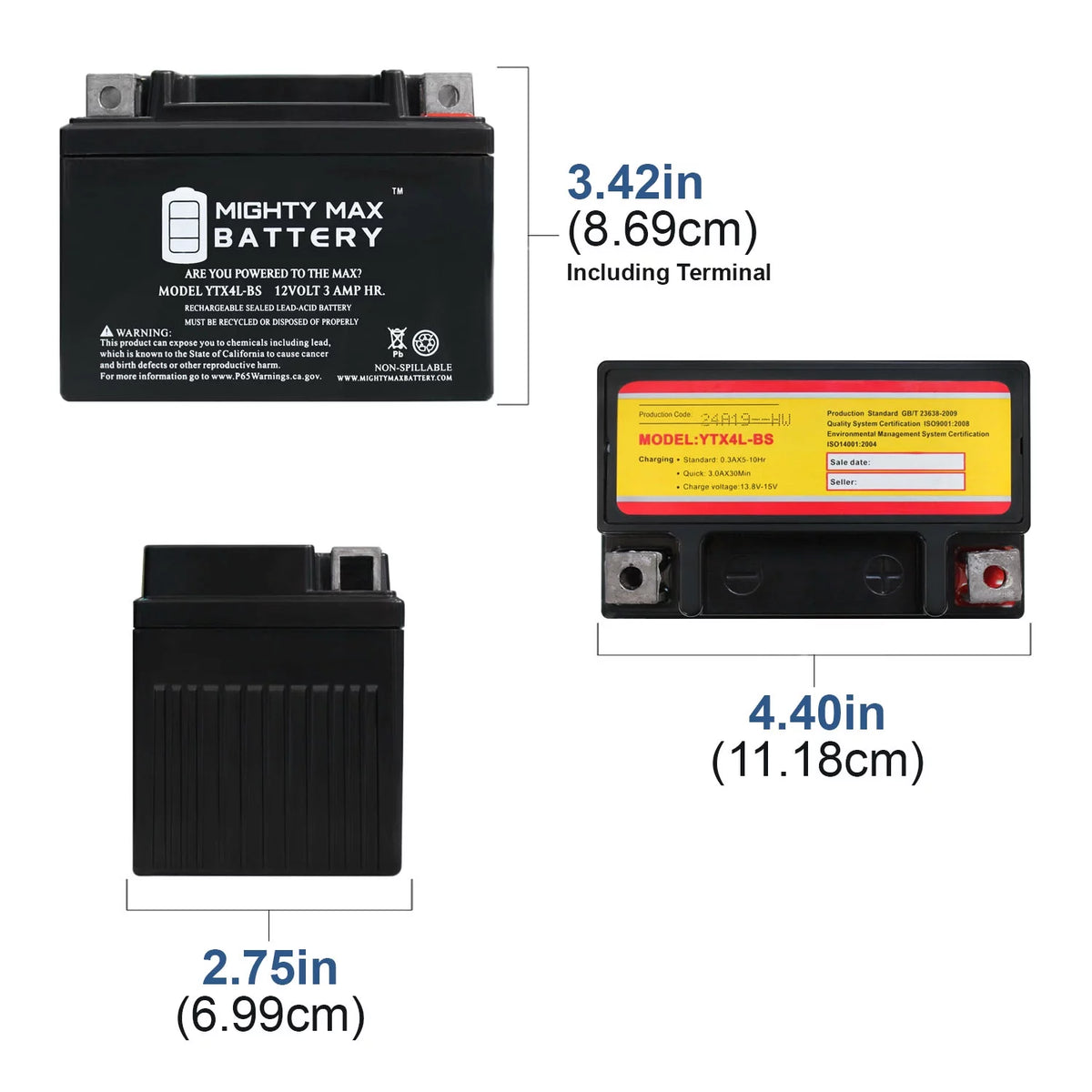 YTX4L-BS Deep Cycle Battery - 3 Pack W13472