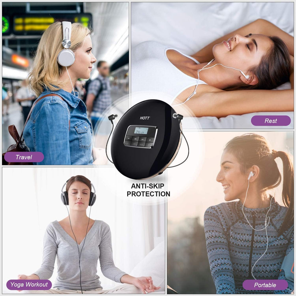 Portable CD Player with LCD Display Anti-Skip Black P75343