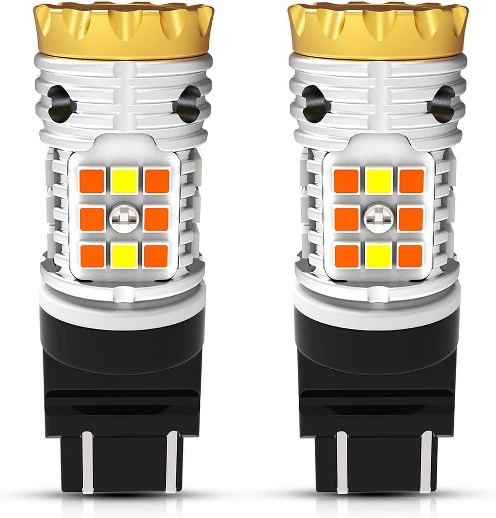 4257 LED Bulb Switchback Front Turn Signal Canbus Ready Built in Resistor Amber Blinker White Daytime Running Light DRL 2 Pack A889372