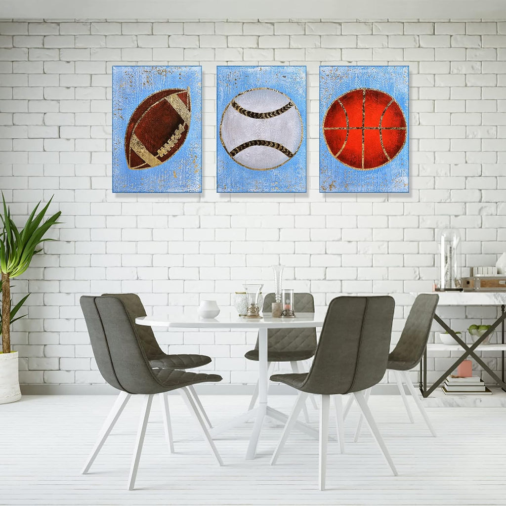 Hand Painted Canvas Wall Art 12”x16” 3 Pieces D426