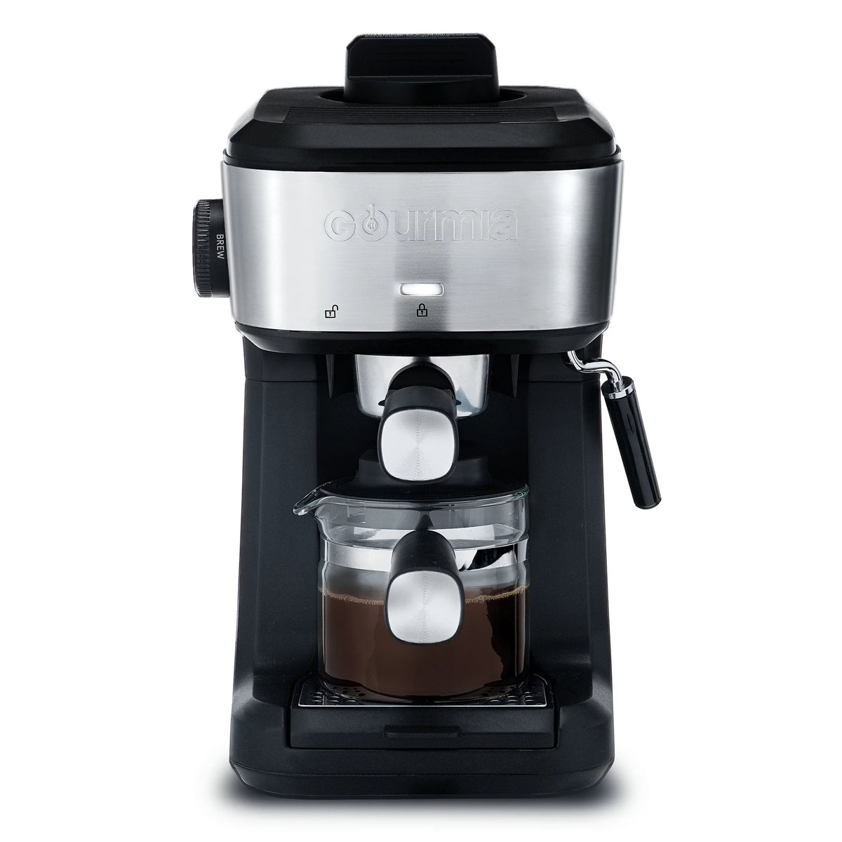 4-Shot Steam Espresso, Cappuccino, and Latte Maker with Frothing Wand A4866