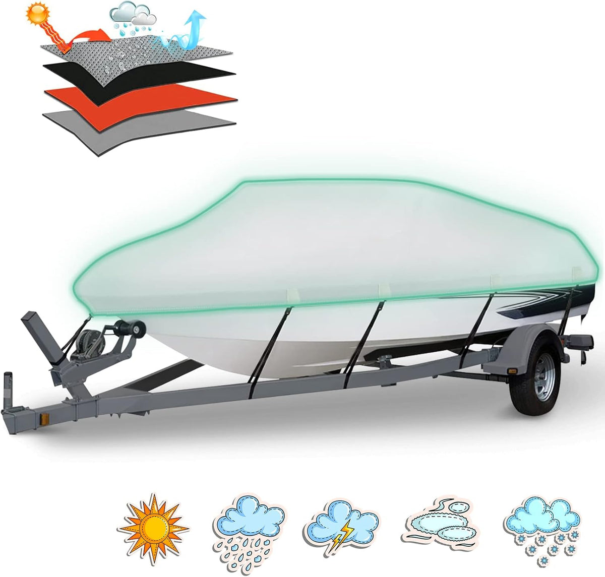 600D PU Waterproof Boat Cover J6370