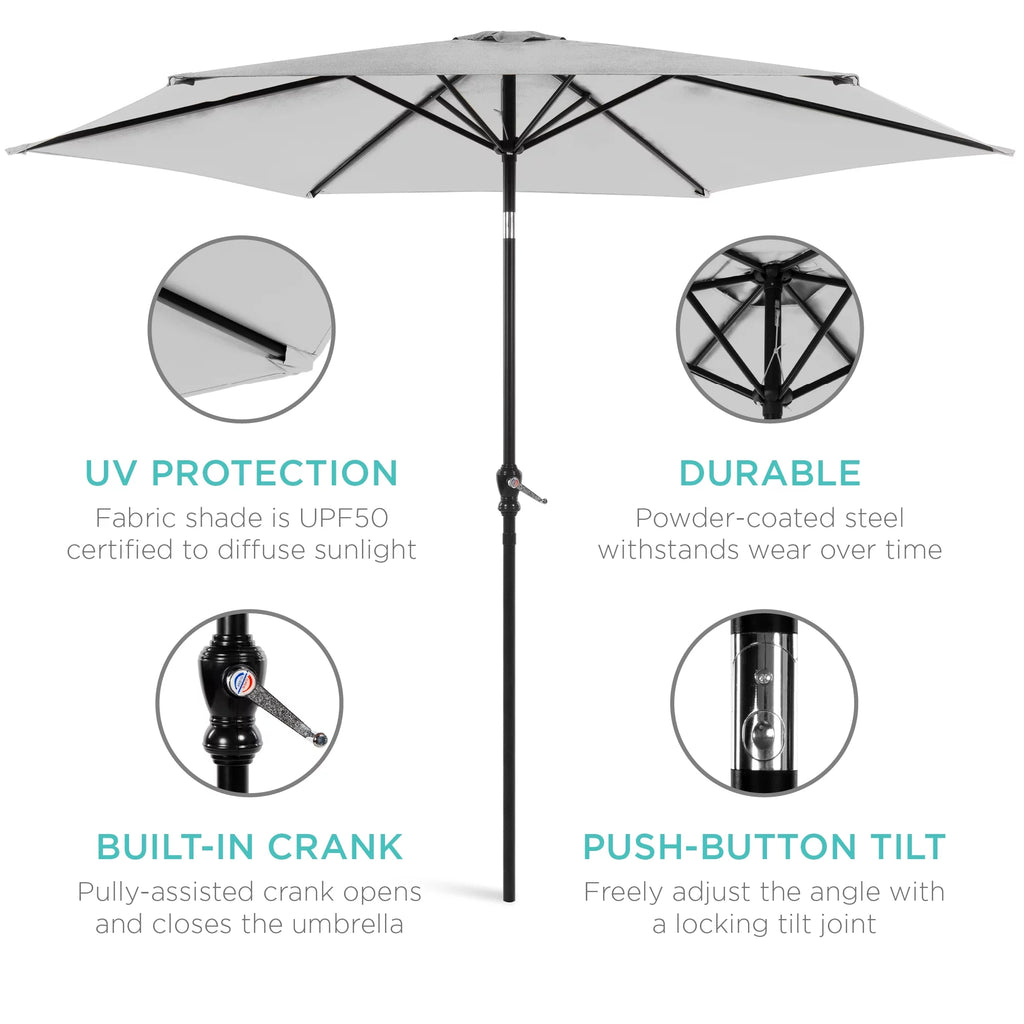 10ft Steel Patio Umbrella with Crank and Tilt J343802