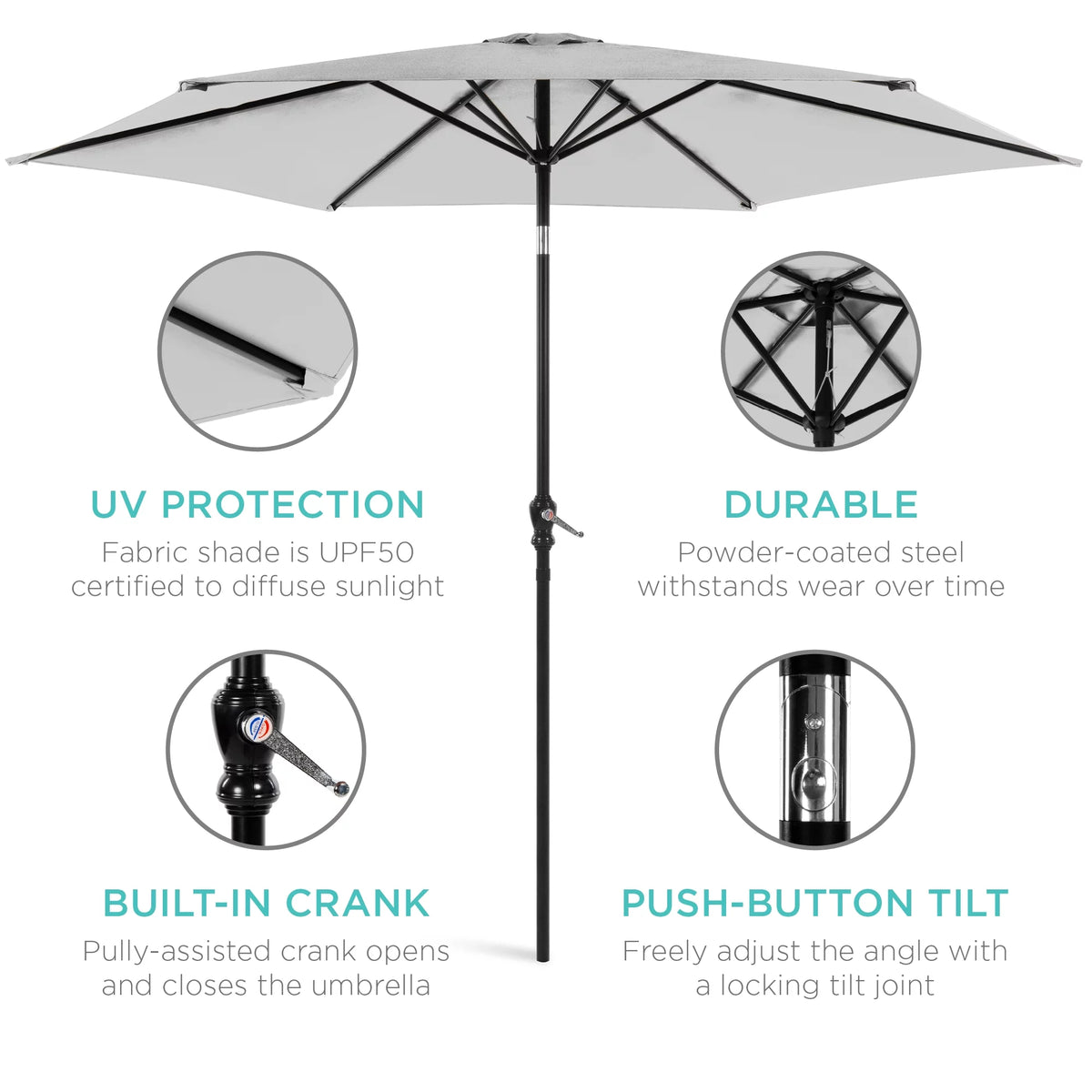 10ft Steel Patio Umbrella with Crank and Tilt J343802