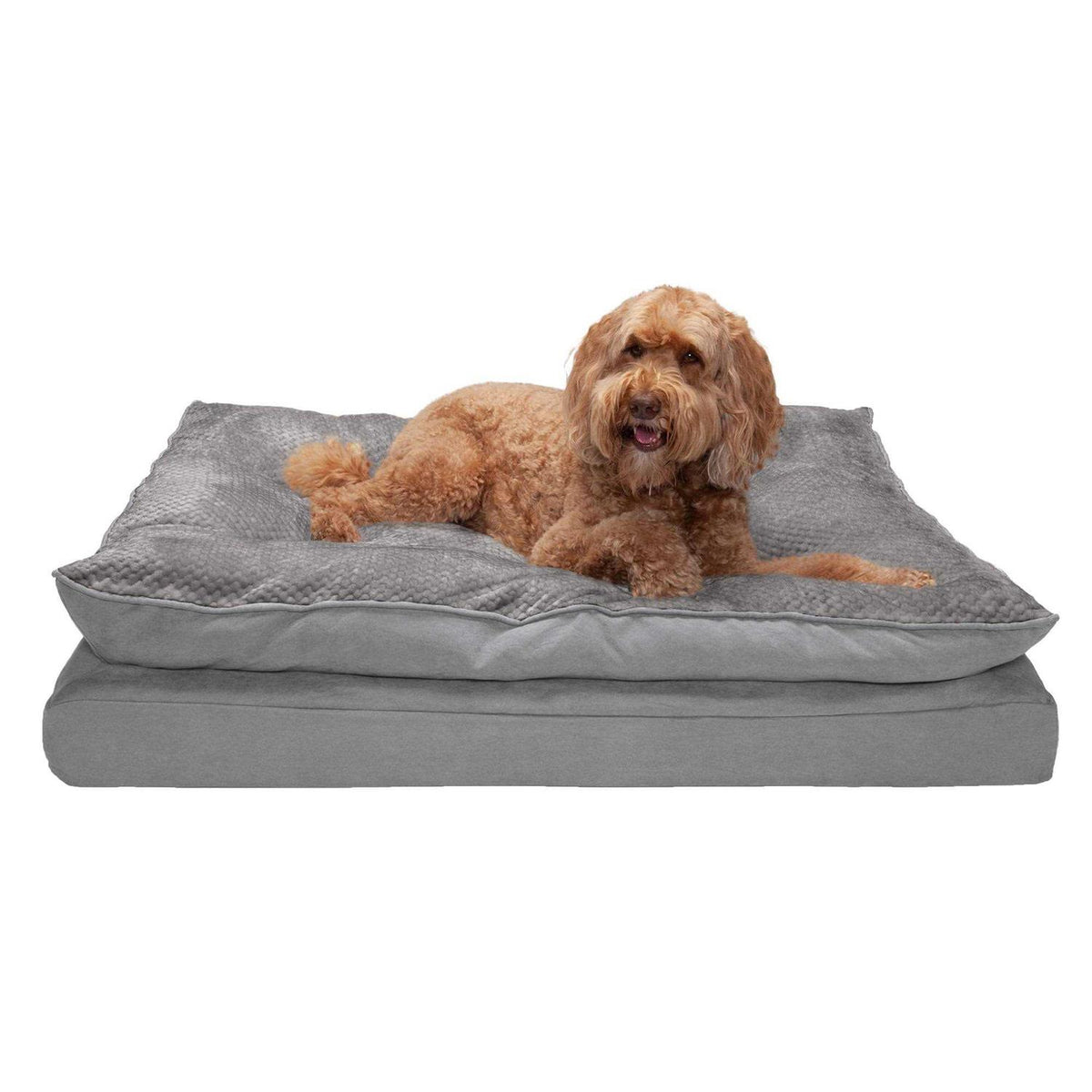 Mink Fur & Suede Pillow-Top Orthopedic Dog Bed B560