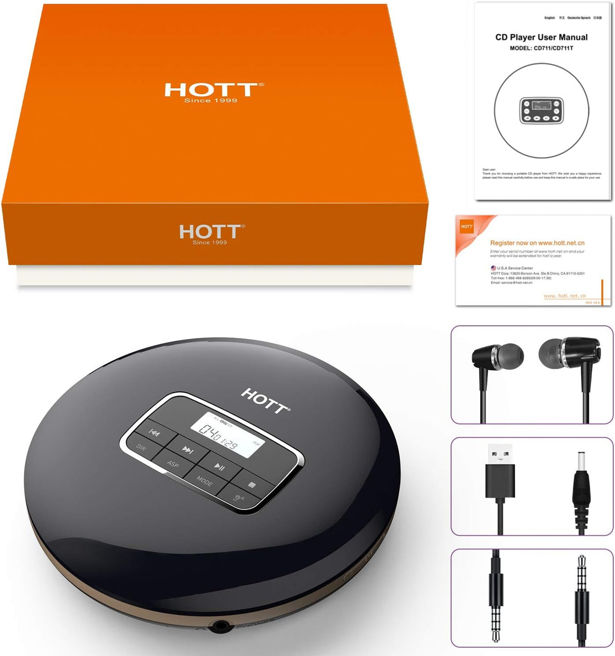 Portable CD Player with LCD Display Anti-Skip Black P75343