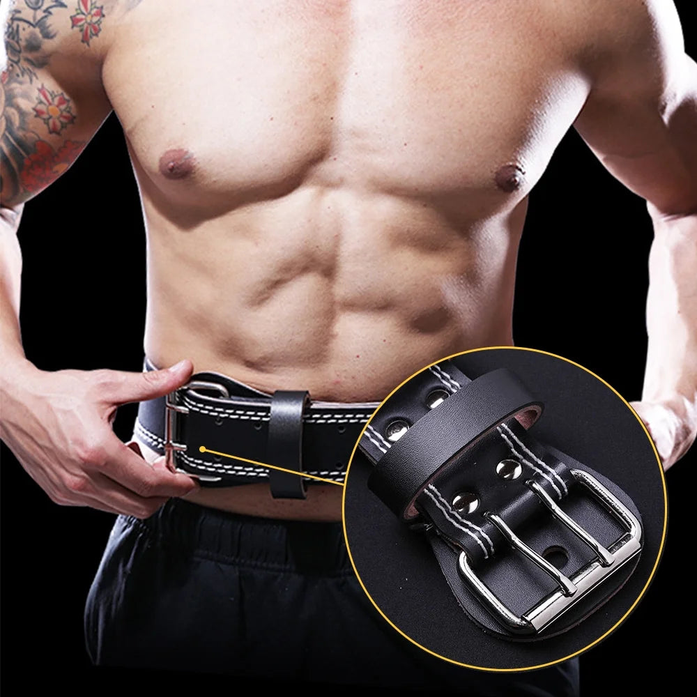 Adjustable 6” Padded Genuine Leather Weight Lifting Belt F6415