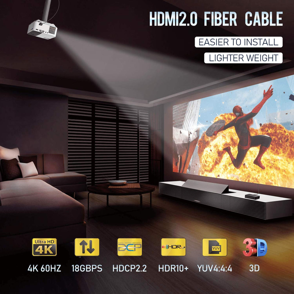 Fiber Optic HDMI Cable 50 Feet 4K60Hz 18Gbps HDR10 ARC P9285