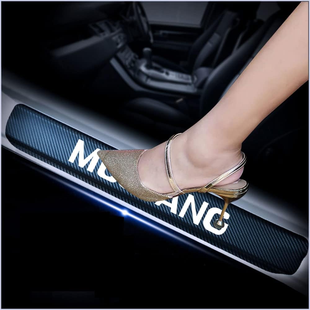 4Pcs Carbon Fiber Car Door Sill Scuff Plate Cover Pink C648