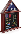 Flag and Certificate Shadow Box Display Case Solid Wood Mahogany Finish T2997