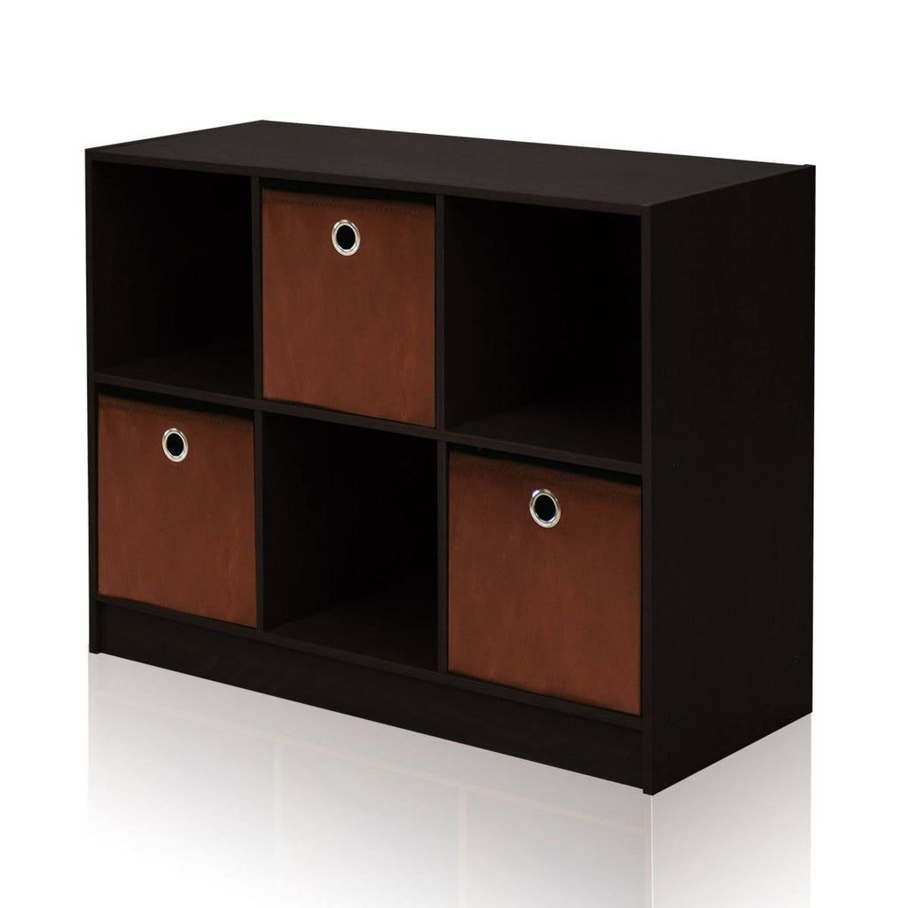 Espresso Brown Bookcase Storage with Bins M704433