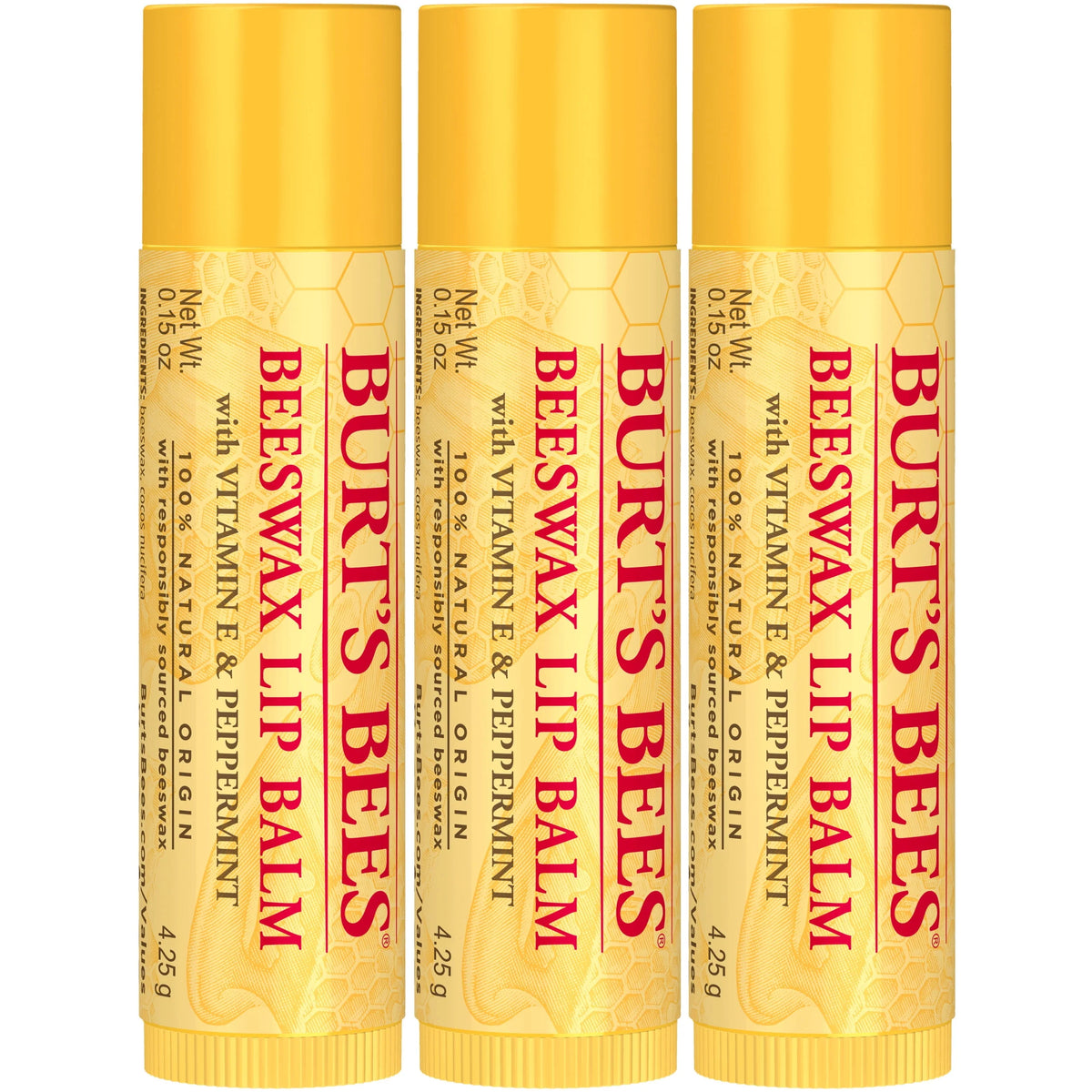 Moisturizing Lip Balm with Beeswax, Vitamin E & Peppermint Oil, 4 Count P714002