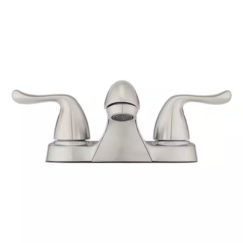 4 in. Centerset Double Handle Low-Arc Bathroom Faucet Brushed Nickel S989