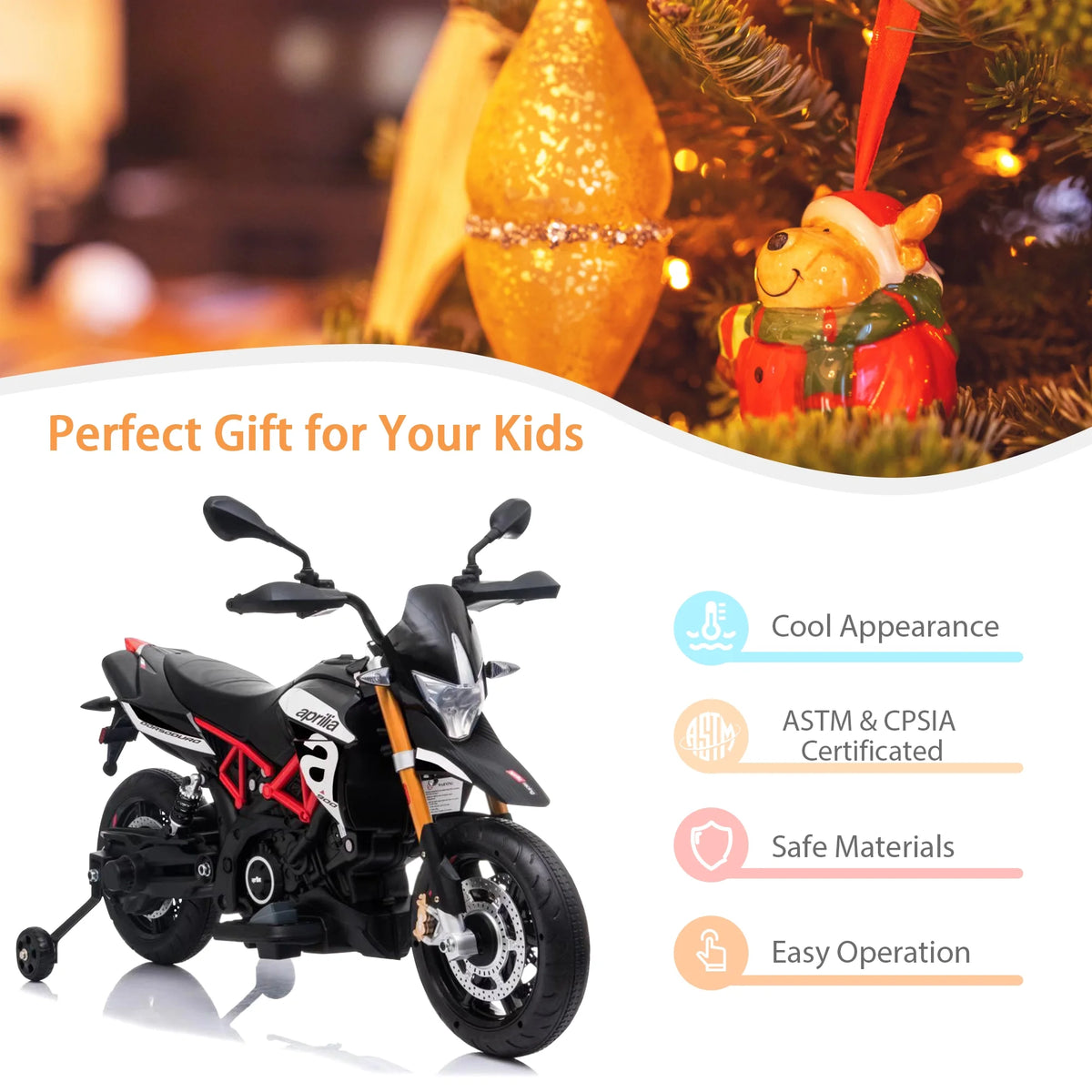 12V Ride on Motorcycle Electric Motorbike with Training Wheels O1113