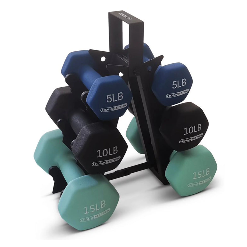 3, 5, and 8 Pound Dumbbell Hand Weight Set with Storage Rack J740499
