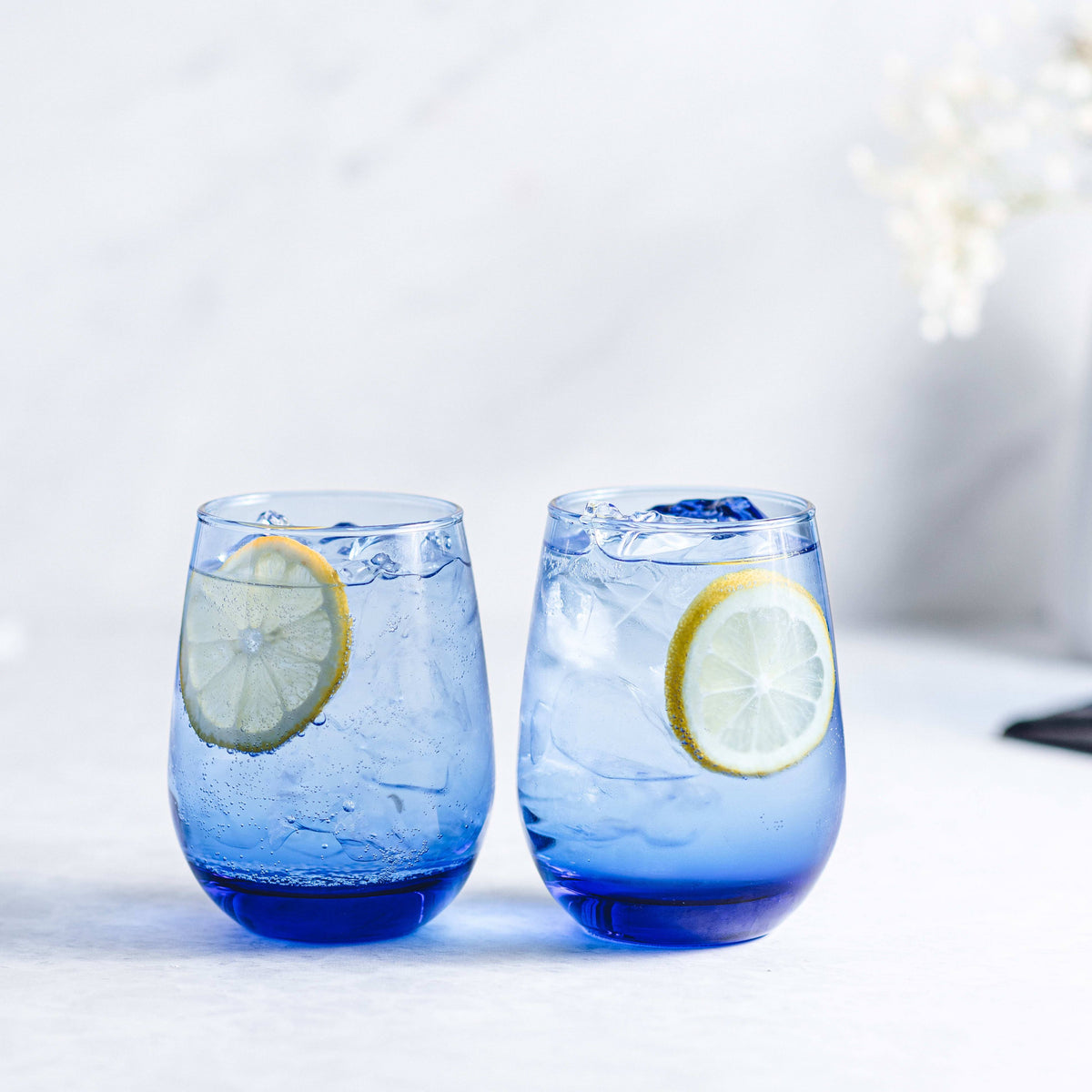 Blue 15.25-ounce Stemless Glasses Set of 12 V7682