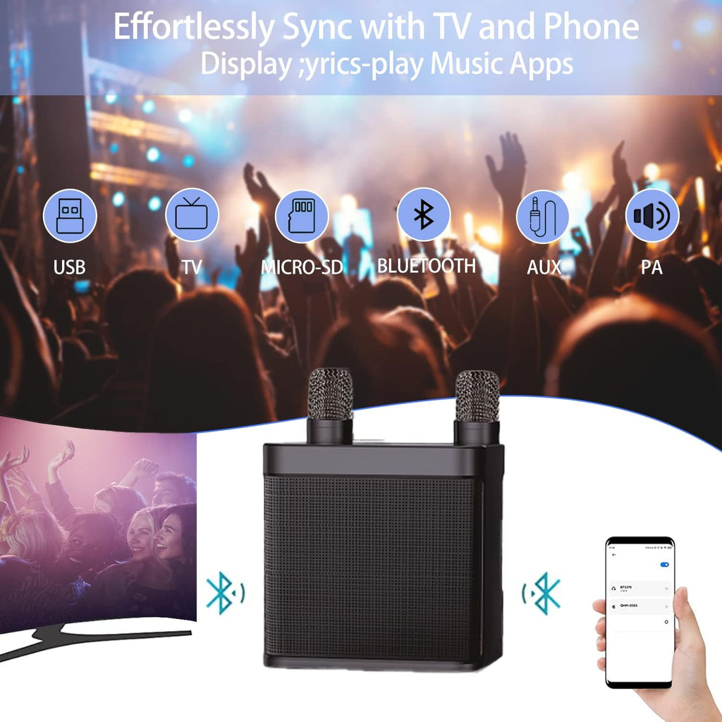 Wireless Karaoke Machine Bluetooth Speaker with 2 Wireless Microphones H909176