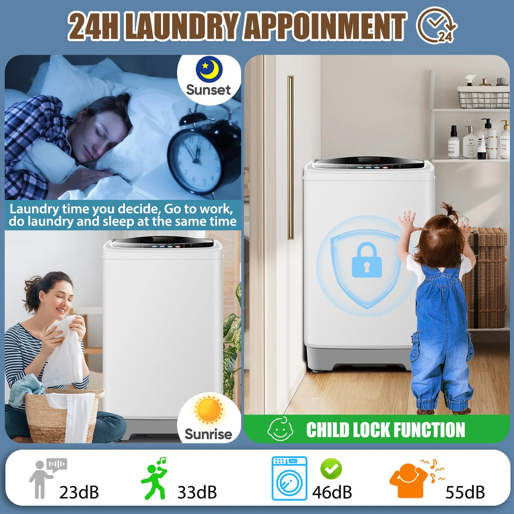 2.1 Cu.ft 15.6lbs Compact Fully Automatic Washing Machine with Drain Pump F61770