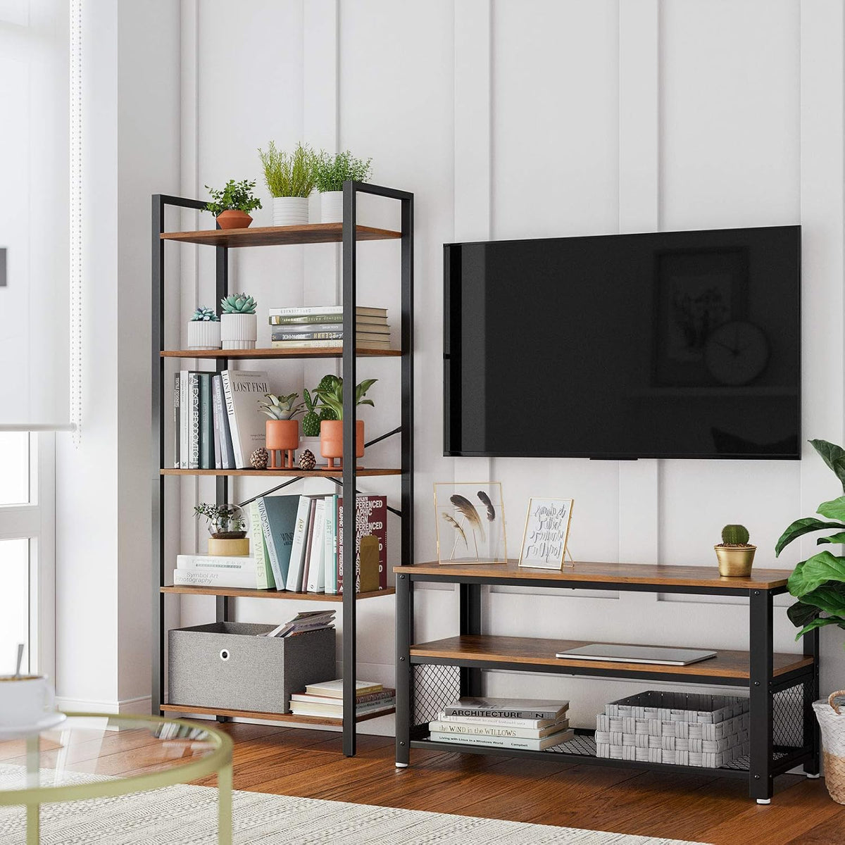 5-Tier Bookshelf with Steel Frame R630293