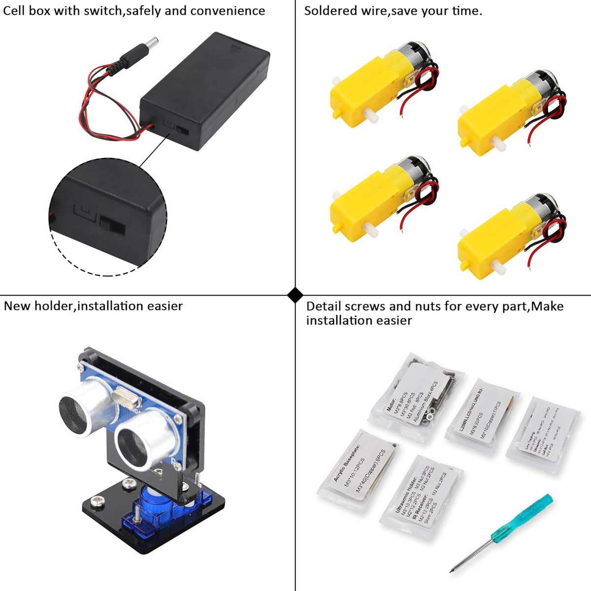 Smart Robot Car Kit with Ultrasonic Sensor and Bluetooth Module H852