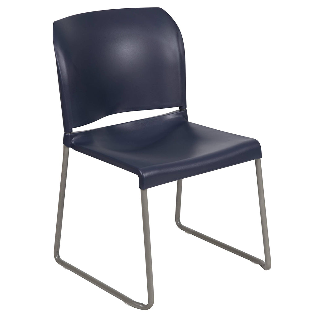 Navy Contoured Stack Chair with Sled Base N974250