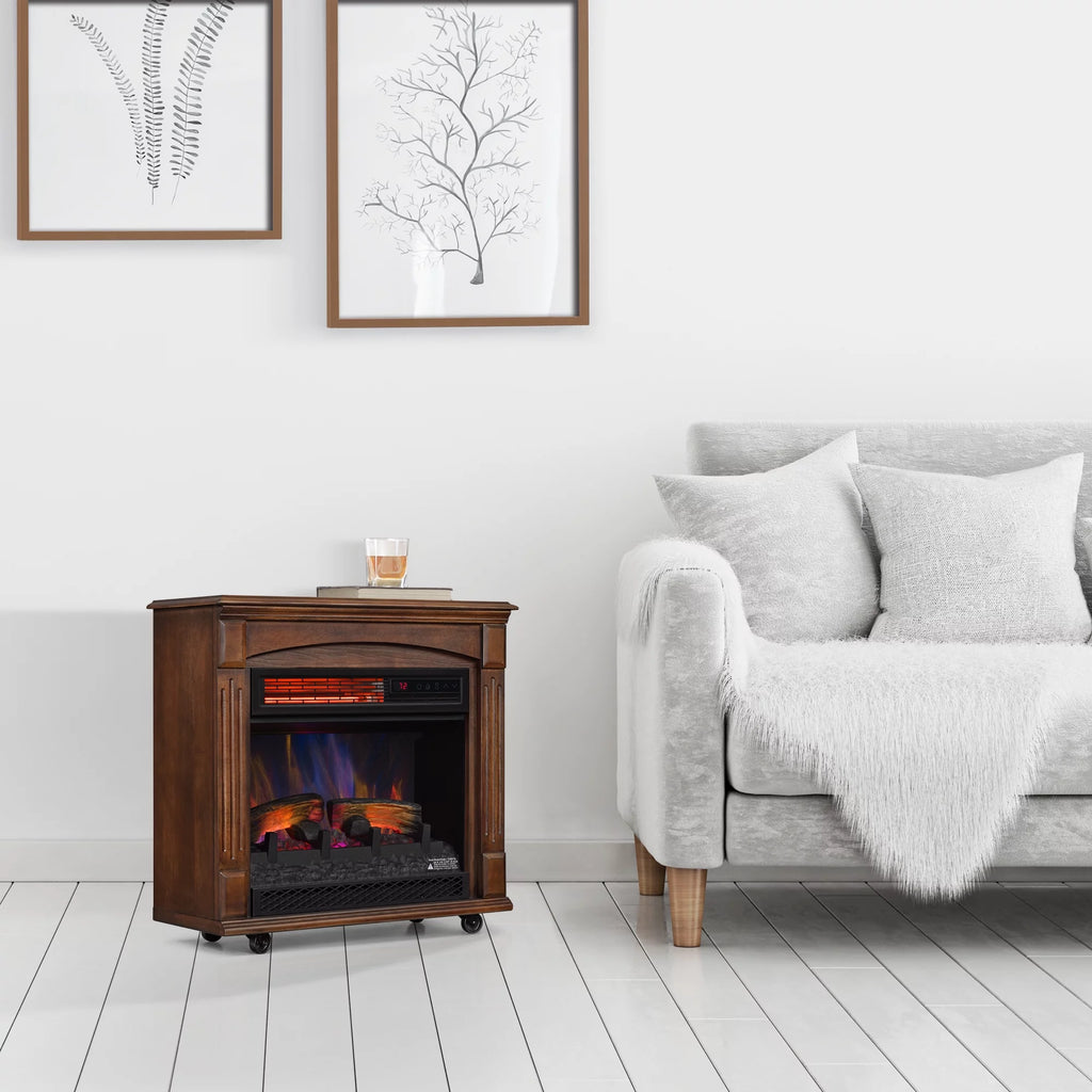 Rolling Mantel with 3D Infrared Quartz Electric Fireplace K952561