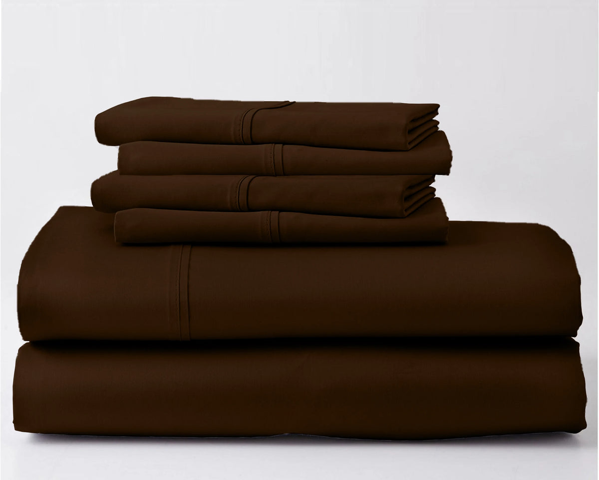 100% Egyptian Cotton 6 PC Sheet Set California King Size Chocolate M1934