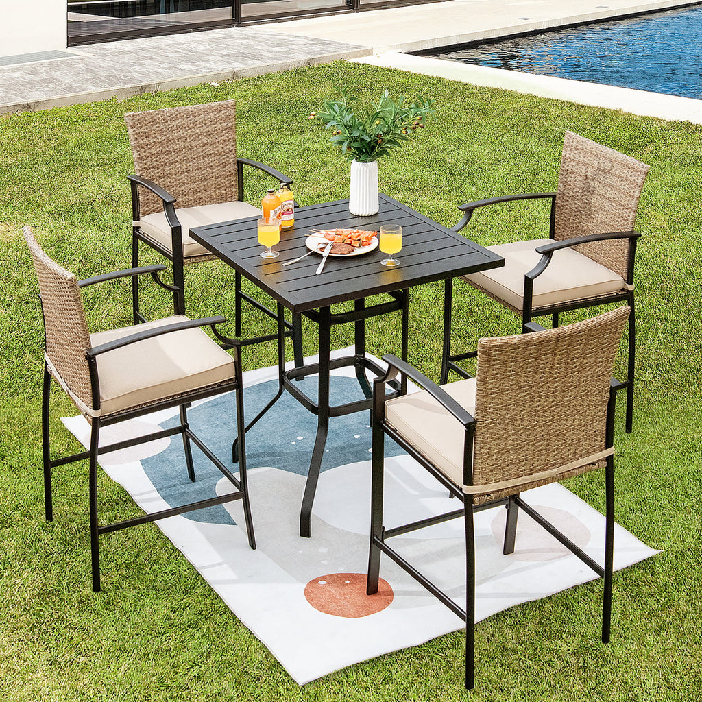 32'' Black Metal Patio Bar Table W9759