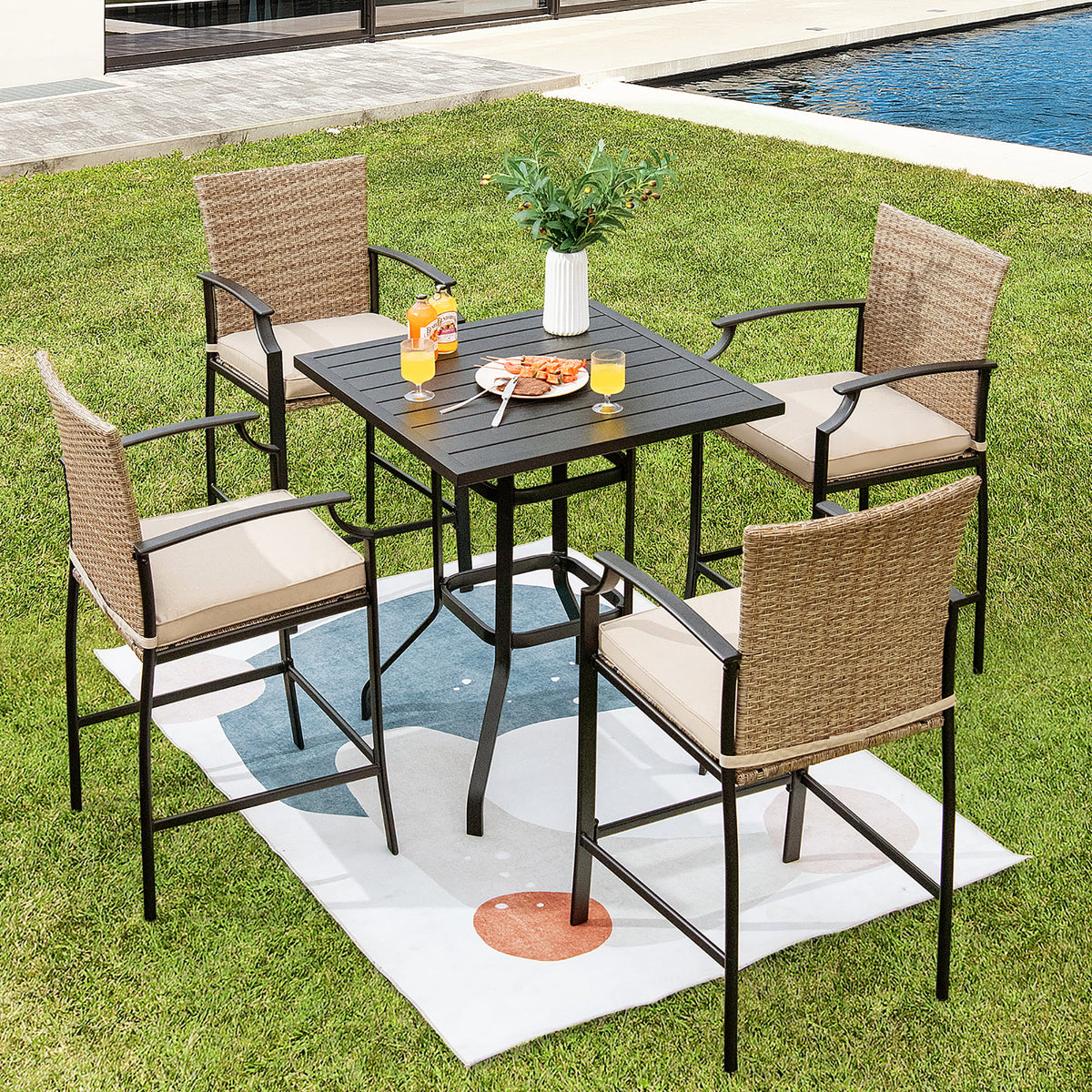 32'' Black Metal Patio Bar Table W9759