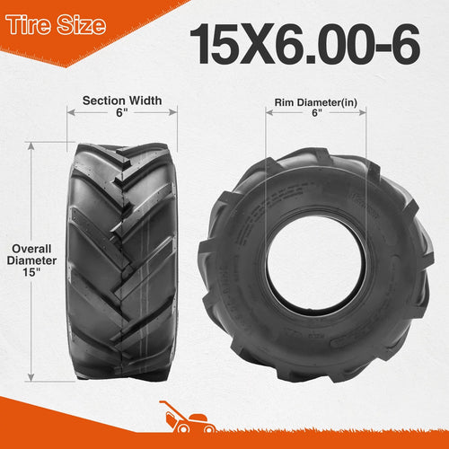 15x6.00-6 Lawn Mower Turf Tires 2 Set T316