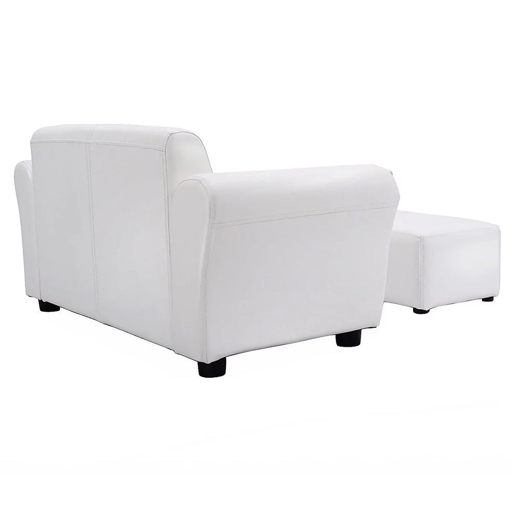 White Kids Sofa Armrest Chair with Ottoman Y381697