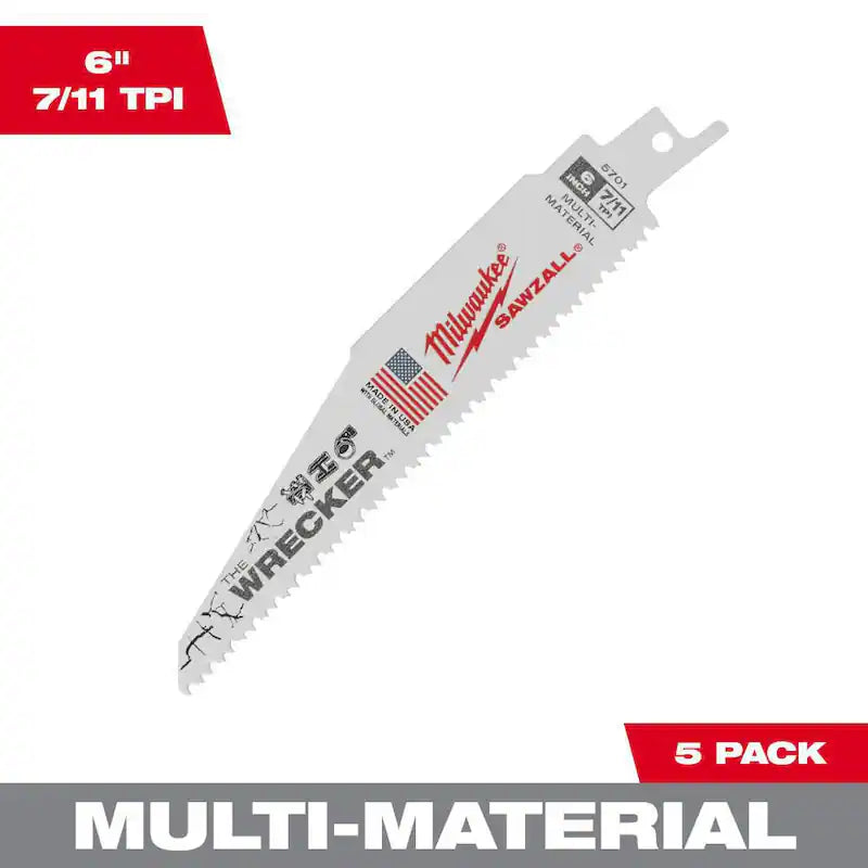 6 in. 7/11 TPI Reciprocating Saw Blades (5-Pack) I8904