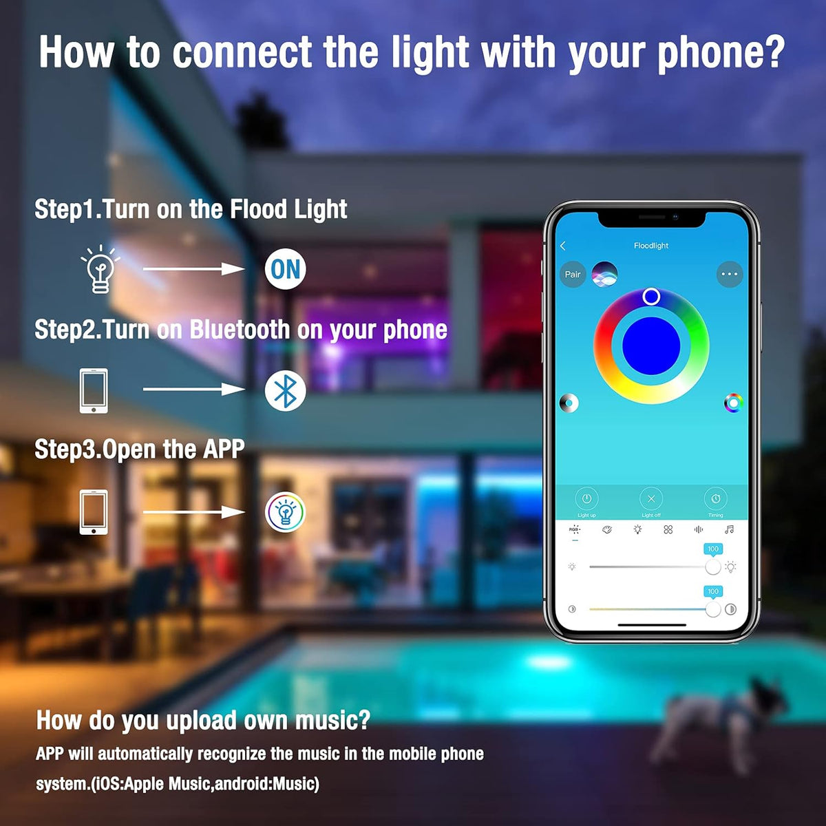 15W RGB Bluetooth Smart LED Flood Light V544