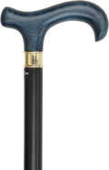 Blue Denim Walking Cane with Black Beechwood Shaft and Brass Collar R481778