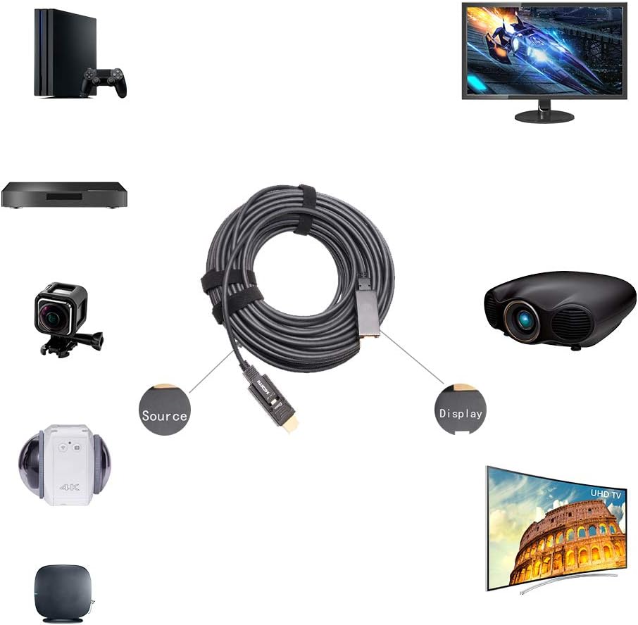 32 Feet Fiber Optic HDMI Cable 4K 60Hz 18Gbps Black 10 Meters Z904
