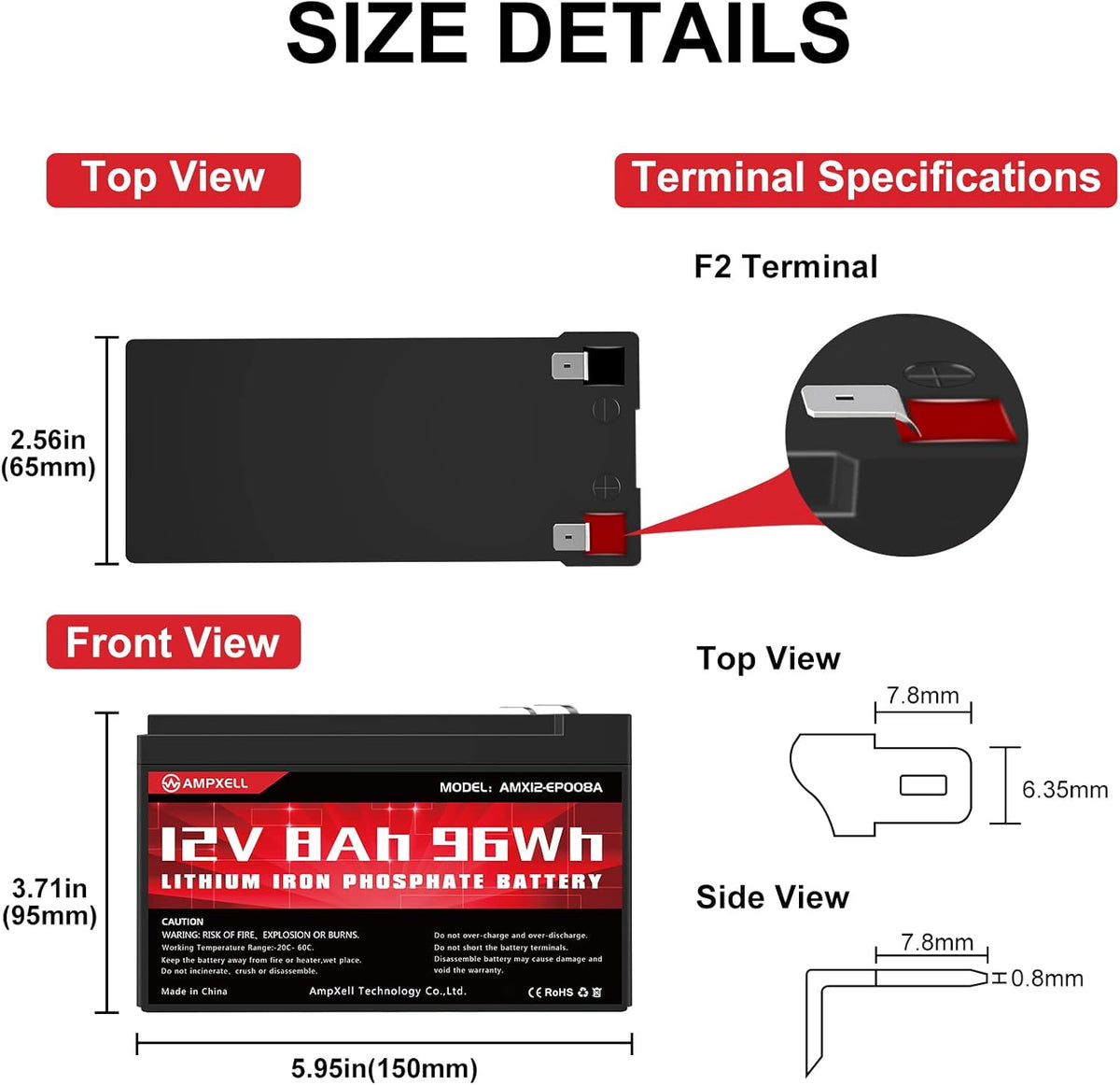 12V 8Ah LiFePO4 Deep Cycle Battery N43185