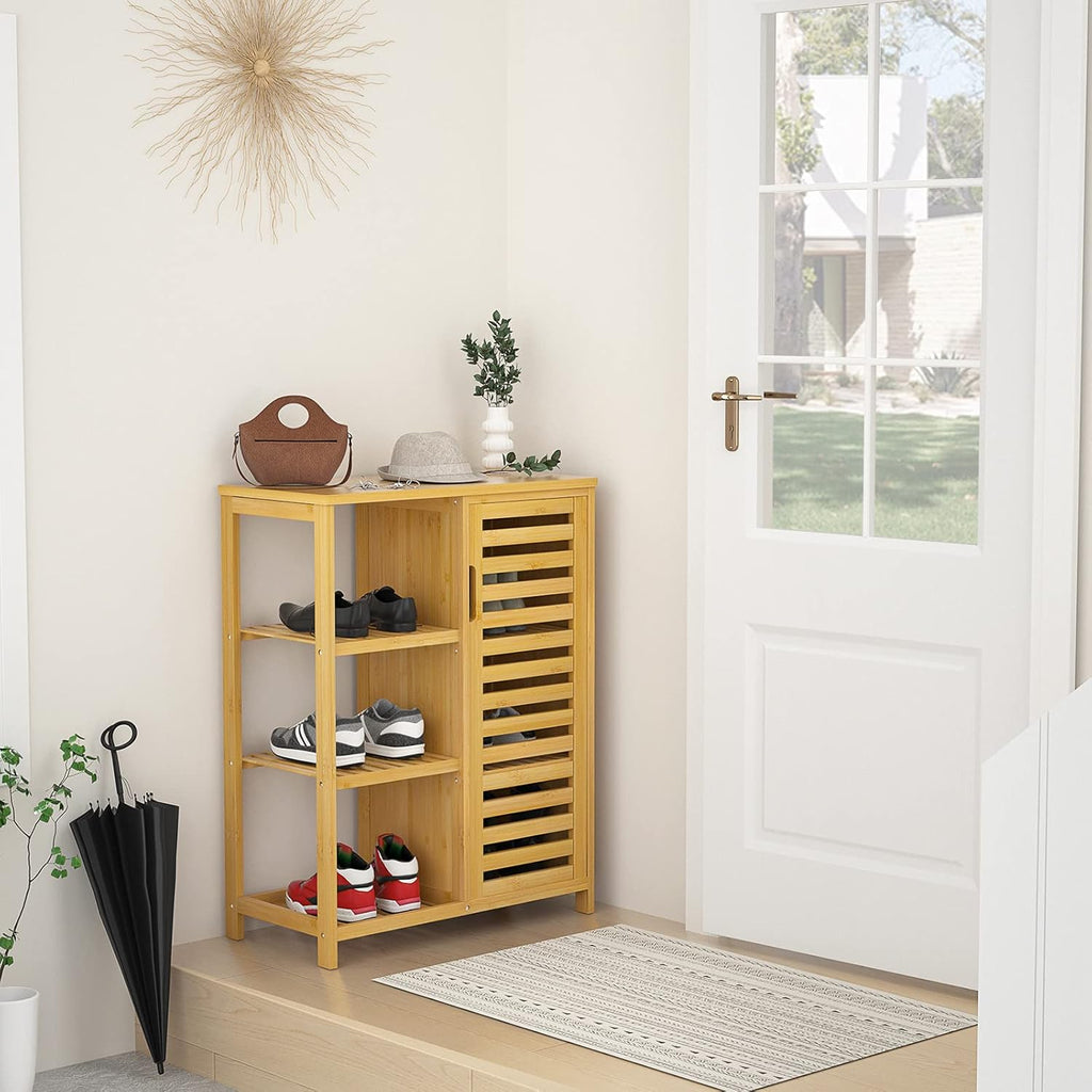 Bamboo Storage Cabinet with Shutter Door & Shelves V945