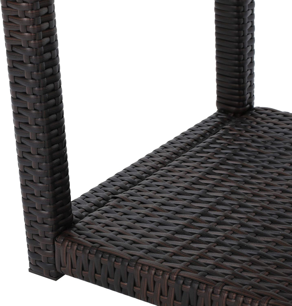 Multibrown Outdoor Wicker Accent Table Y11475