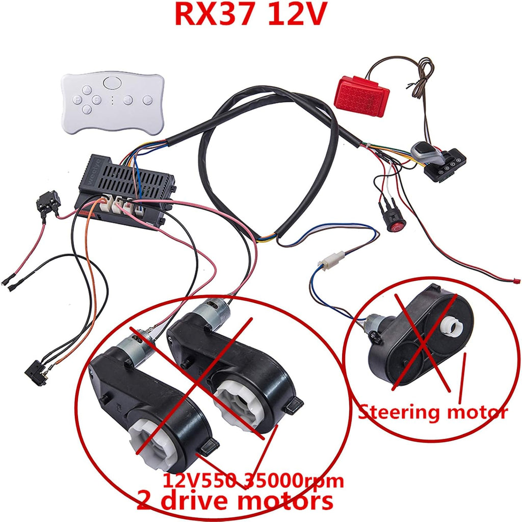 12 Volt Children Electric Car Wires and Switch Kit with 2.4G Bluetooth Remote Control and Receiver I515
