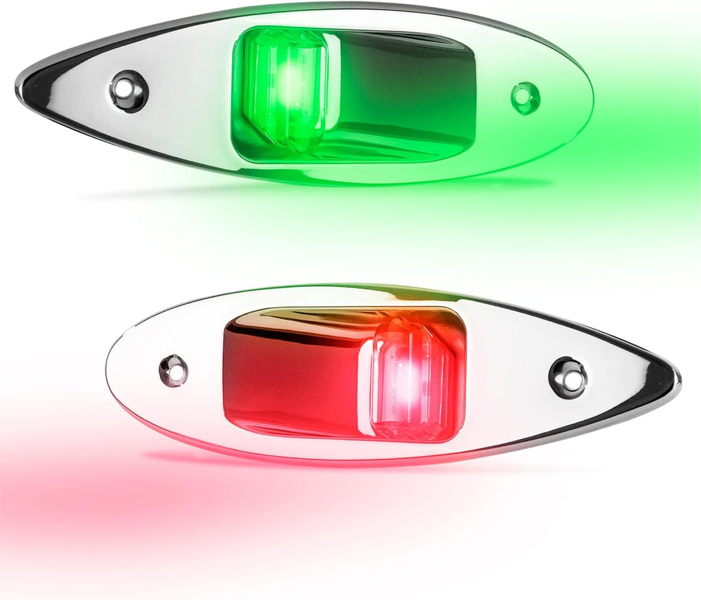 LED Navigation Side Lights, Green and Red, Stainless Steel, 12 Volts O709