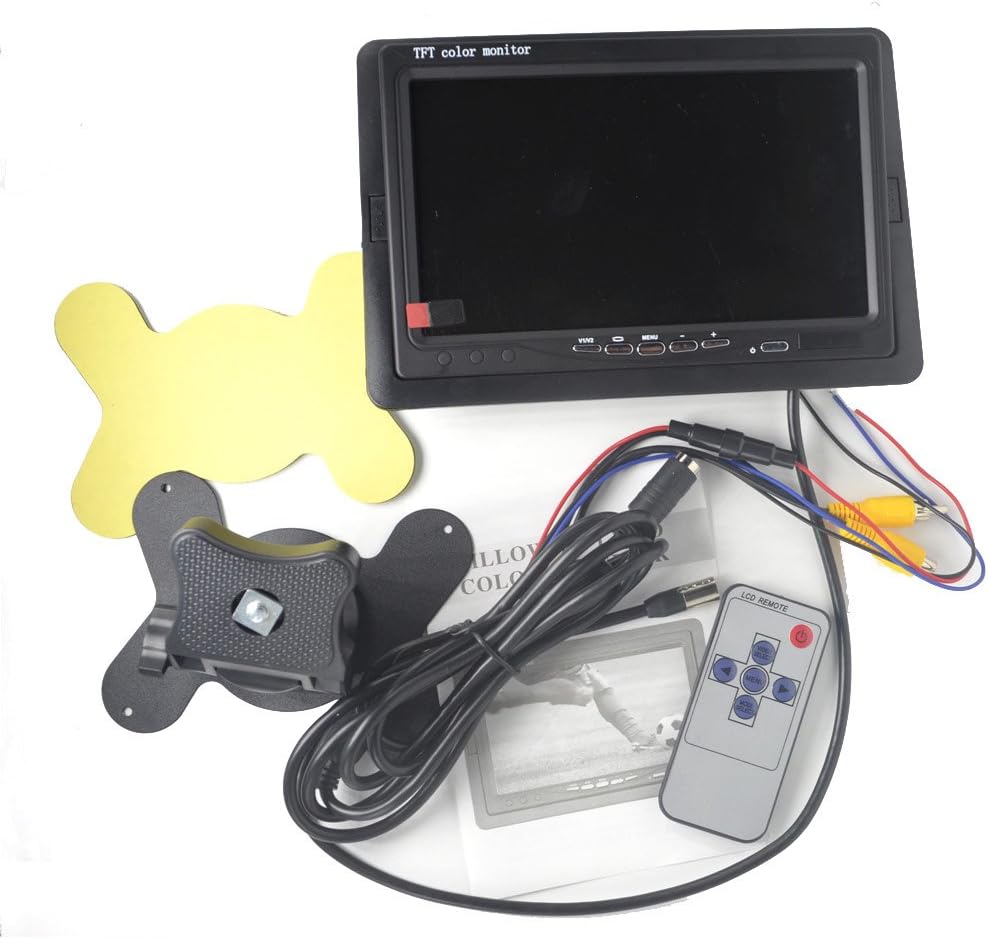 LED Backup Camera and Monitor, Waterproof High Definition 170 Degree Viewing Angle, Universal Mount + 7 Monitor Q489
