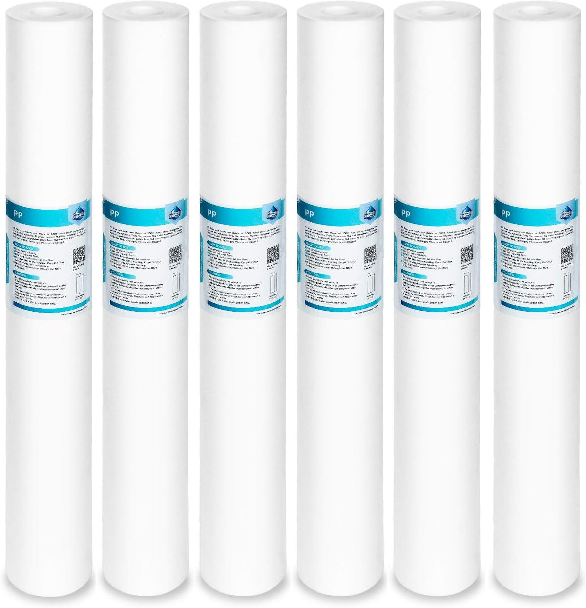 5 Micron Sediment Water Filter Replacement Polypropylene Cartridge 20 x 2.5 - 6 Pack S2839