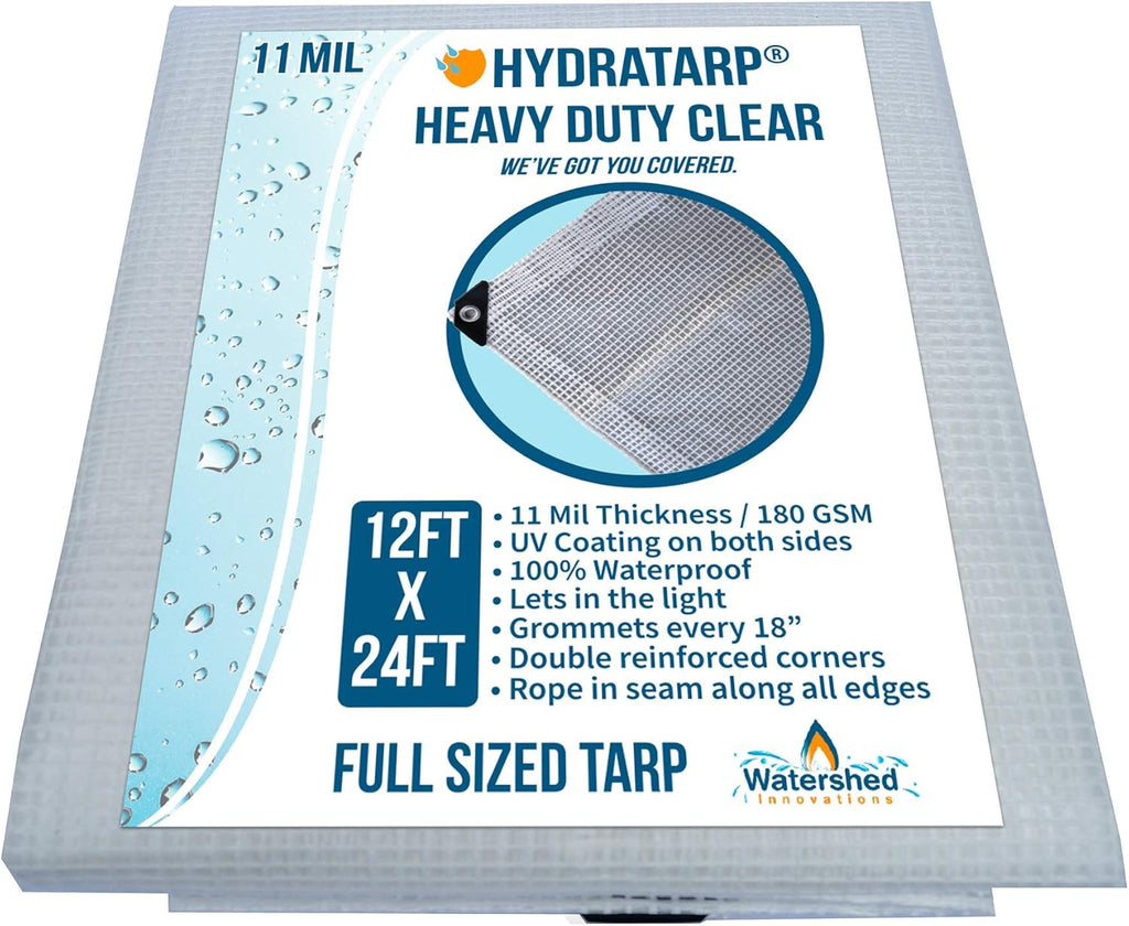 Clear 11 Mil Thick 12 by 24 Feet Tarp K8577