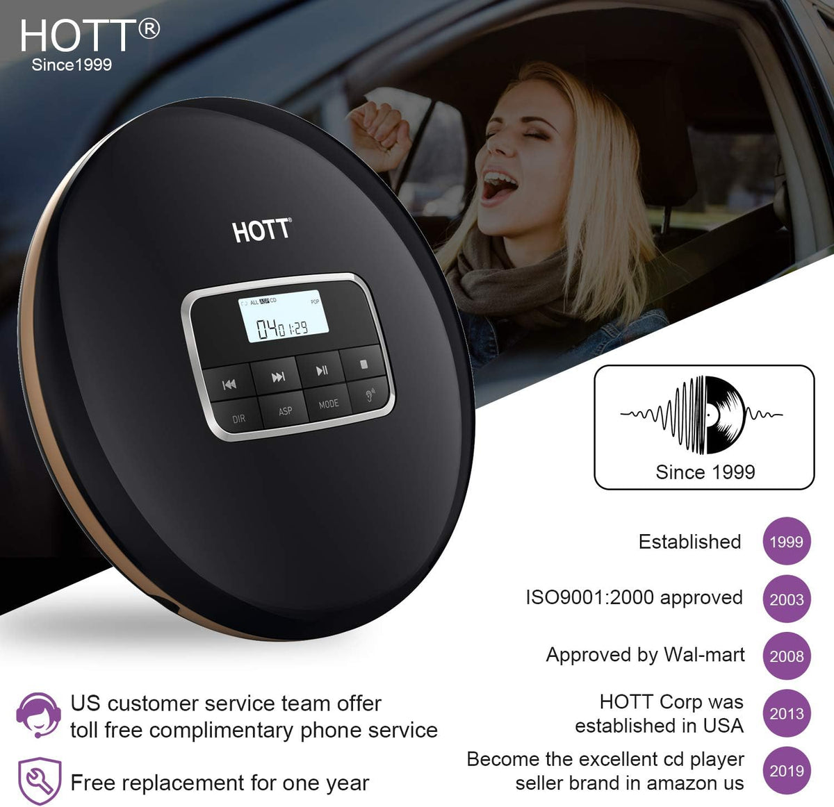 Portable CD Player with LCD Display Anti-Skip Black P75343