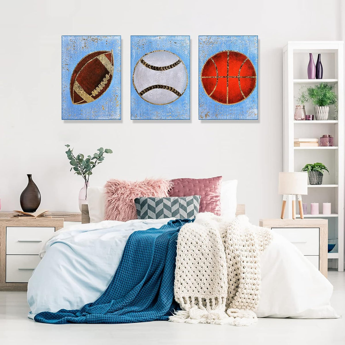 Hand Painted Canvas Wall Art 12”x16” 3 Pieces D426