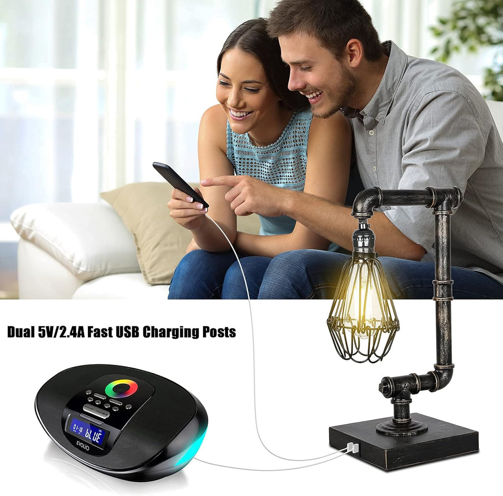 Industrial Touch Control Dimmable Table Lamp with USB Ports G198