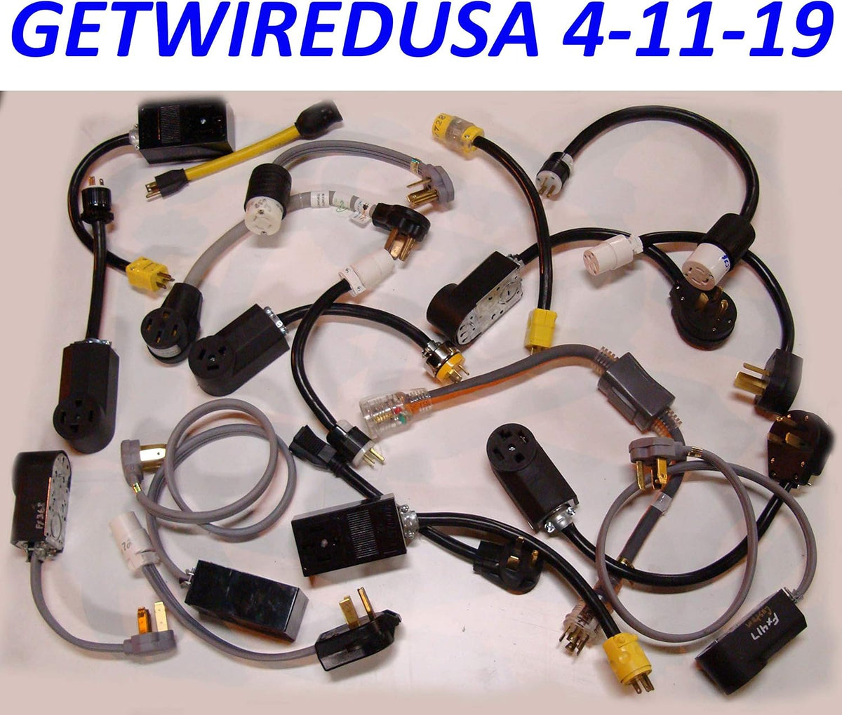 3-Pin Male Plug to 15 20A Receptacle Socket Adapter S61134