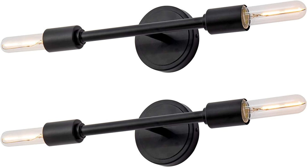Set of 2 Matte Black Vanity Light F513